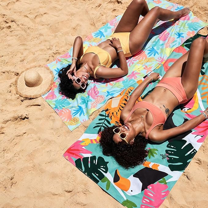 Dock & Bay Beach Towel - Quick Dry, Sand Free - Compact, Lightweight - 100% Recycled - Includes Bag - Aloha Glow - Extra Large (200x90cm, 78x35)-StrideForce Fitness