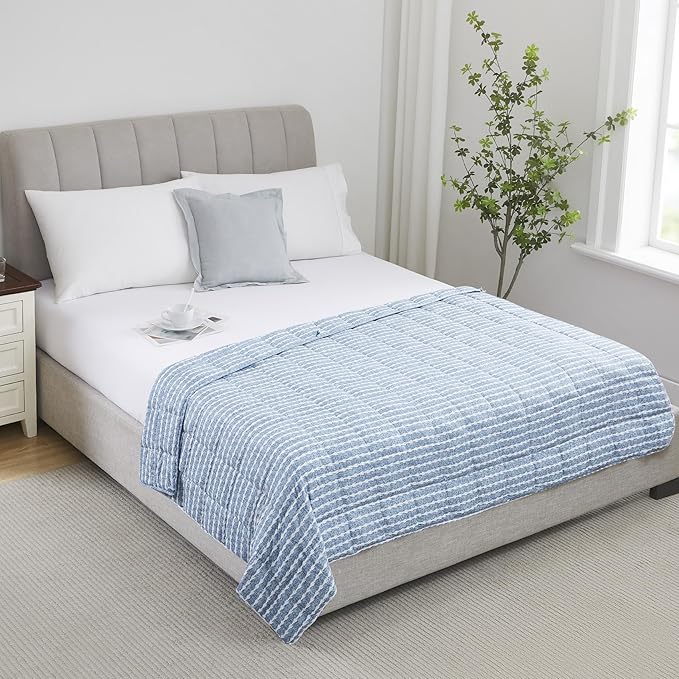 L'AGRATY Weighted Blanket - 60"x80" 20lbs Cooling Breathable Heavy Blanket Microfiber Material with Glass Beads Big Blanket for Adult All-season Summer Fall Winter Soft Thick Comfort Blanket-StrideForce Fitness