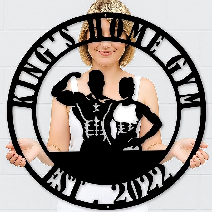 Gym Metal Wall Art Personalized Custom Name Fitness Decor, Workout Room Powerlifting Sign, Home Garage Center Motivational Gift for Women, Men, Dad, Papa, Grandpa, Mother, Sister, Girls, Family-StrideForce Fitness