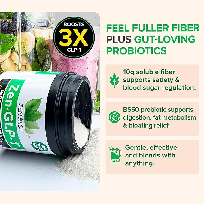 Zenwise Health ZenGLP-1, Natural GLP-1 with Metabolic Probiotics to Help Control Hunger & Cravings and Support Digestive Health - GLP-1 Supplement Support for Women & Men - 15-Day Serving-StrideForce Fitness