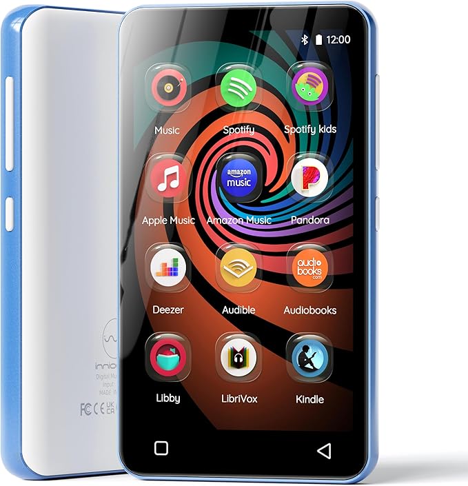 MP3 Player with Bluetooth and WiFi, innioasis 160GB Music Player with Spotify,Pandora,Amazon Music,4" Touch Screen Android MP4 MP3 Player for Kids with Libby,Audible,Audiobooks(White-Blue)-StrideForce Fitness