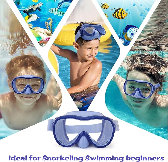 Kids Swim Goggles with Nose Cover, Anti-Leak Swim Mask with Elastic Fabric Strap, UV Protection Swimming Goggles for Kids-StrideForce Fitness
