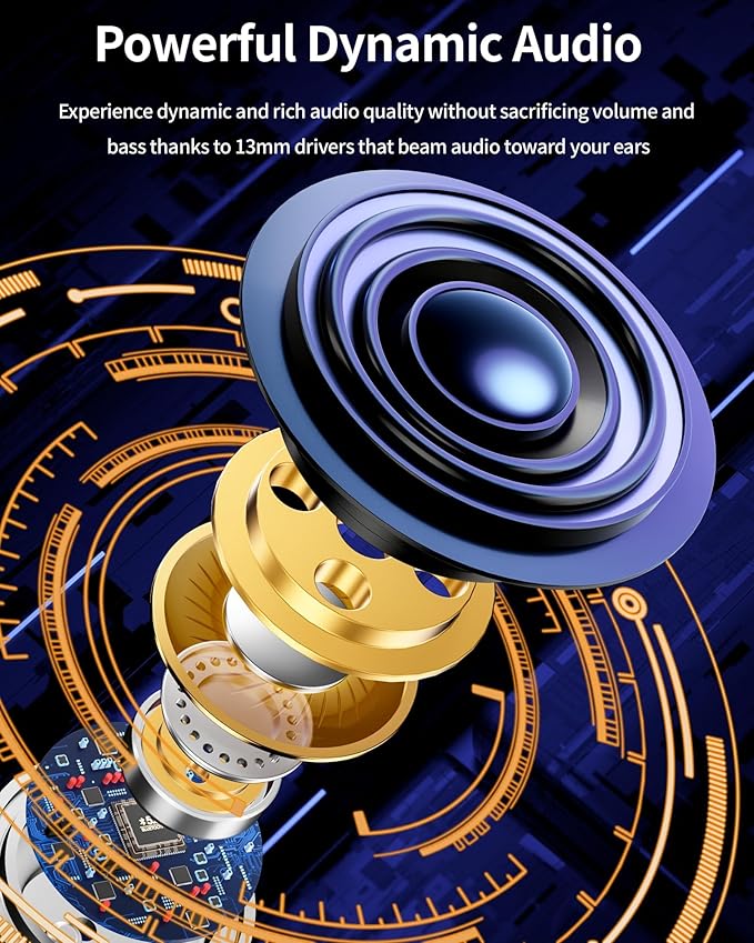 PocBuds Bluetooth Headphones Wireless Earbuds 80hrs Playtime Wireless Charging Case Digital Display Sport Ear Buds with Earhook Deep Bass IPX7 Waterproof Over-Ear Earphones for Phone Laptop Caramel-StrideForce Fitness