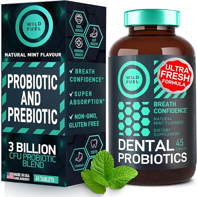 Oral Probiotics for Mouth Bad Breath - Dental Probiotics for Teeth and Gums - 3 Billion CFU Advanced Bad Breath Treatment for Mouth Health - 45 Prebiotic and Probiotic Lactobacillus Salivarius Tablets