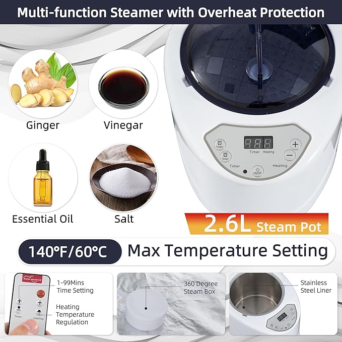 BOCHPOWER Portable Steam Sauna for Home, Sauna Tent Sauna Box with 3.0L Steamer, Remote Control, Folding Chair, 9 Levels-StrideForce Fitness