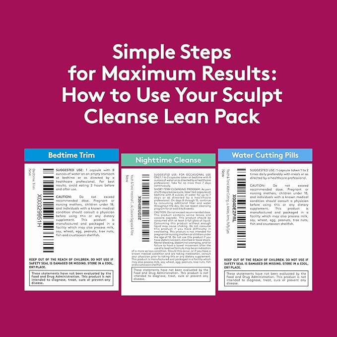 Youth & Tonic Sculpt Lean Cleanse – Feel Lighter & More Toned, Water Weight & Bloating Relief, Detox & Fluid Loss Support – Bedtime Trim, 15 Day Colon Cleanser, 90 Pills for Metabolism & Defined Body-StrideForce Fitness