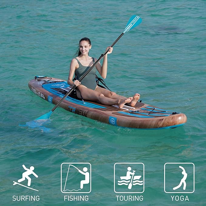 UPWELL 11’6”/11'2”/11'/10'8”/10'6”/10'2” Inflatable Stand Up Paddle Board with sup Accessories Including Backpack, Repairing Kits, Non-Slip Deck, Leash, 3 Fins, Paddle and Hand Pump-StrideForce Fitness