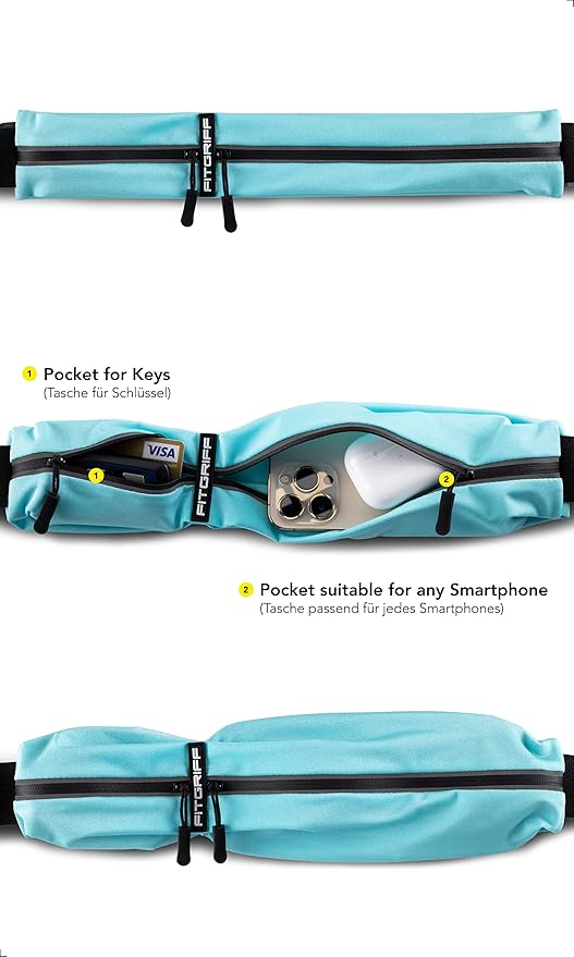 Fitgriff® Running Belt for Men & Women - Secure Jogging Pouch for Phone, Keys & Essentials - For All Cell Phones-StrideForce Fitness