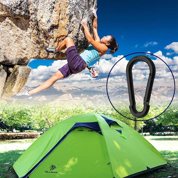 30Pack Carabiner Clips Heavy Duty, 4” Large Spring Snap Hooks Bulk, Galvanized Black 3/8” Carabiners for Camping, Solid Spring Clips for Home Gym Hanging Hammocks Swing Hiking-1100lbs Holding Capacity-StrideForce Fitness