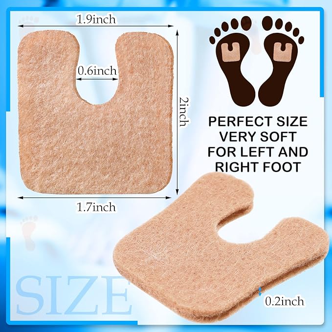 Boao 120 Pcs Callus Pads 1/4" Thick U Shaped Metatarsal Corn Pads Felt Callus Cushions Adhesive Corn Protectors for Men Women Feet Toes Pain Relief Blister Prevention-StrideForce Fitness