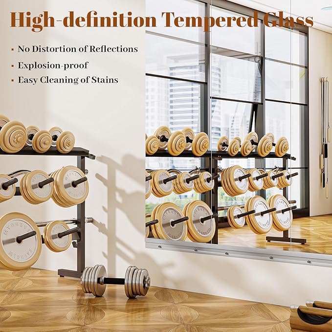 Home Gym Mirror - 3 PCS 16×56 inches, Large Frameless Wall Mounted Full Length Body Mirror for Dancing Studio, Exercise, Fineness, Yoga, Tempered Glass-StrideForce Fitness