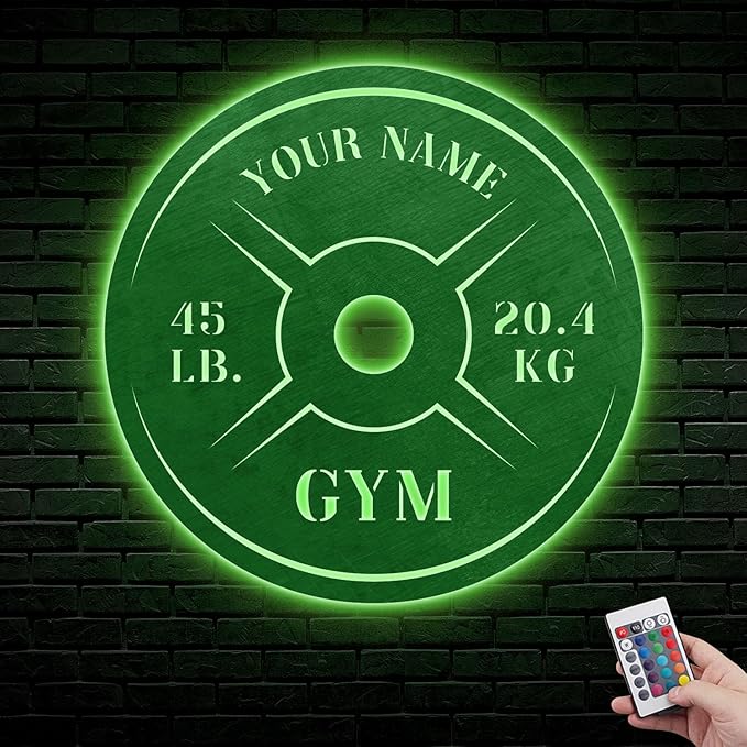 Personalized Home Gym LED Tin Metal Sign Multiple Sizes, Weight Lifting Exercise Workout Room Training Fitness Center Motivational Inspirational Quotes Decor Wall Art Hanging Accessories (08 LED)-StrideForce Fitness