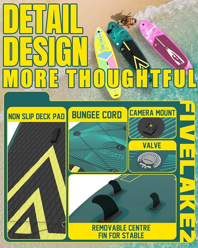 Inflatable Stand Up Paddle Board 11' x 35'' x 6'' Wide Stable Design,SUP Paddleboard Capacity 430lb for Adults Youth 120L Backpack,Carrying Strap,Double Action Pump,Waterproof Bag-StrideForce Fitness