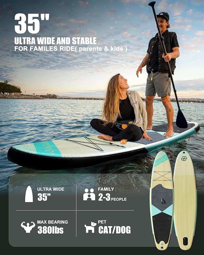 Highpi Inflatable Stand Up Paddle Board for Youth and Adults – Wide Sup with Premium Accessories, Blow Up Paddleboard for Surfing, Fishing, Yoga & More-StrideForce Fitness