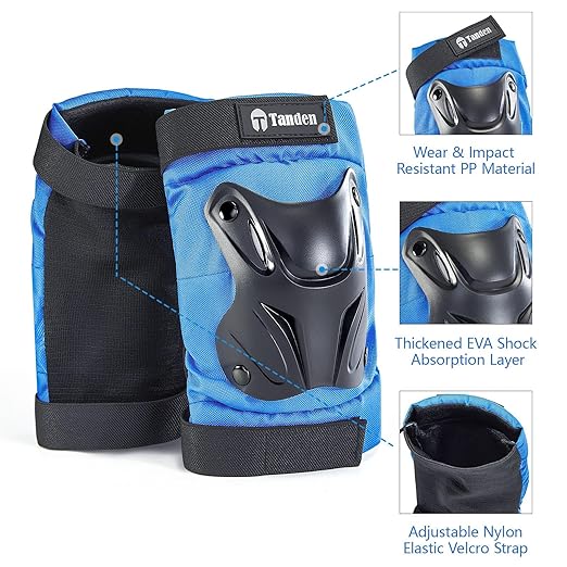 Skating Protective Gear Youth Knee and Elbow Pads Wrist Guards for Roller Skating Skateboarding, Skate Pads Youth Knee Pads Blue-StrideForce Fitness