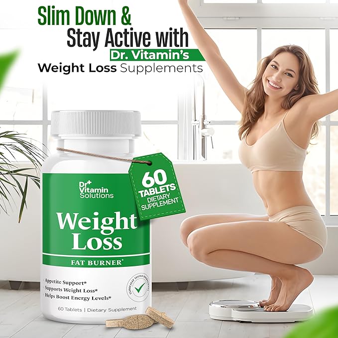 DR VITAMIN SOLUTIONS Fat Burner for Women & Men - Weight Loss Supplements with Green Tea Extract, Chromium, Vitamin B6 - Energy Booster, Belly Fat Burner & Appetite Suppressant Diet Pills - 60 Tablets-StrideForce Fitness