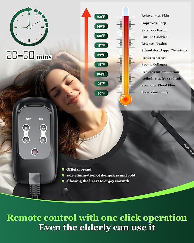 Sauna Blanket Infrared Sauna Blanket with Infrared Light, Sauna Bag for Relaxation and Wellness, Waterproof Infrared Heat Sauna Wrap-StrideForce Fitness