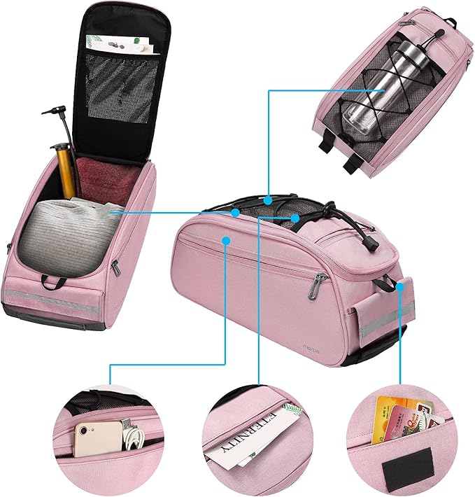 MOSISO Bike Rack Bag, Waterproof Bicycle Trunk Pannier Rear Seat Pouch Cycling Bike Carrier Backseat Storage Luggage Saddle Shoulder Bag-StrideForce Fitness