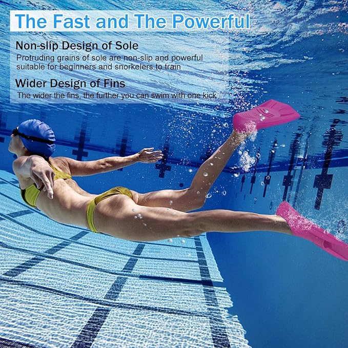 Gintenco Swim Fins, Kids Swim Training Fins for Lap Swimming, Travel Size Flippers with Mesh Bag, Silicone Swimming Fins for Kids Teens Adults Women Men-StrideForce Fitness