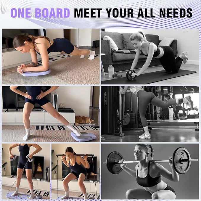 Pilates Reformer Board, 6 in 1 Portable & Foldable Pilates Reformer Set with Resistance Bands, Pilates Board for Home Workout, Multifunctional Abdominal Board-StrideForce Fitness