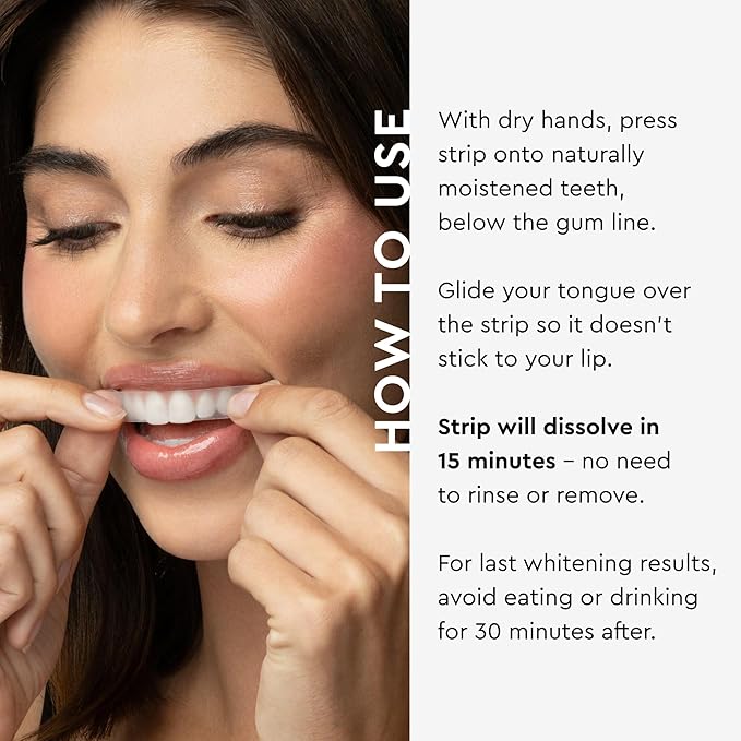 MOON Dissolving Teeth Whitening Strips, 14 No Rinse White Strips, Peppermint, Hydrogen Peroxide & Essential Oils, Whiten Sensitive Teeth up to 7 Shades in 2 Weeks, Travel Essentials, Vegan Oral Care