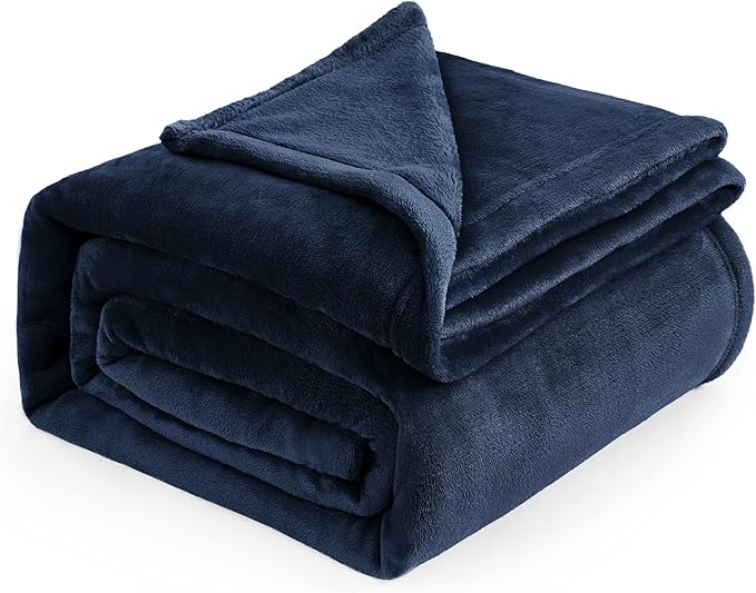 Bedsure Fleece Blanket California King Navy Blue - Lightweight Plush Fuzzy Cozy Soft Bed Blankets, 102x96 inches-StrideForce Fitness