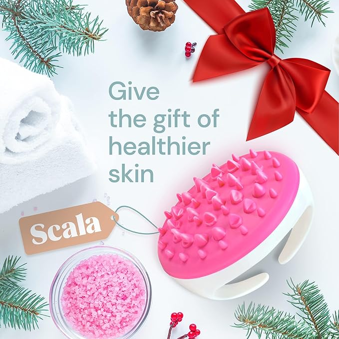 Scala Silicone Anti Cellulite Massager, Body Shower Scrubber, Cellulite Remover - Improve Circulation, Distribute Fat Deposits, Body Massager, Exfoliator, Fat Roller Use with Creams and Oils - Pink-StrideForce Fitness