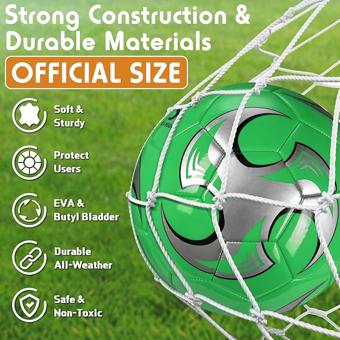 12 Pcs Soccer Balls for Teen Adult Bulk Deflated Soccer Ball with Pump Size 5 Indoor Outdoor Training Practice for School Sports Game Birthday Gifts Party Back to School-StrideForce Fitness