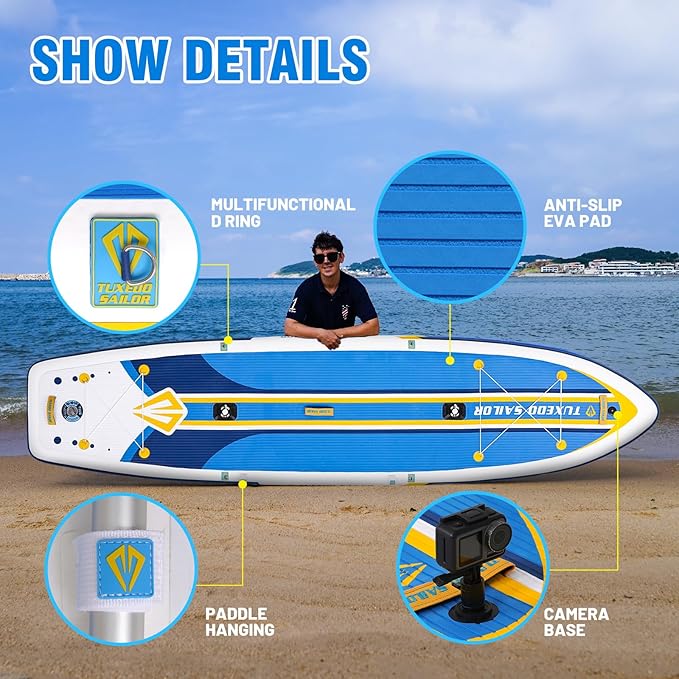 Tuxedo Sailor Kids Inflatable Paddle Board Lightweight and Safe Fishing Stand Up Paddle Board for Adults with Accessories-StrideForce Fitness