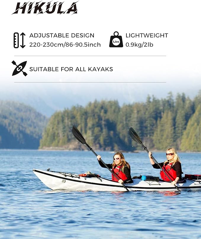 Adjustable Kayak Paddle with Carbon Shaft and PP Blade Available in 220-230/220-240/230-250cm Floating Lightweight Kayak Oars with Original Pattern-StrideForce Fitness