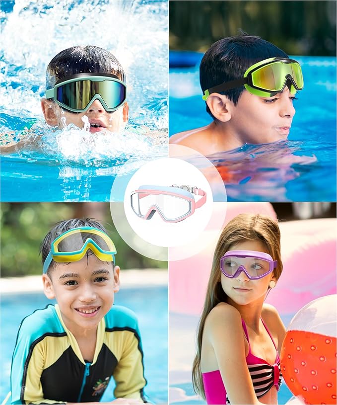 NSSIW Swim Goggles Swimming Kids-Goggles: Anti Fog No Leak with Nose Clip Earplugs for Girls Boys Youth 6-14 3 Pack-StrideForce Fitness