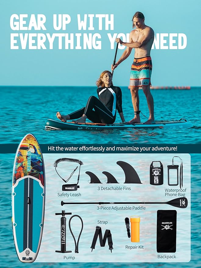 10’6’’ Portable Inflatable Stand Up Paddle Board (SUP) for Adults and Youth with Non-Slip Deck – Complete Accessories Kit, Perfect for Fishing, Yoga, Fitness & Family Fun-StrideForce Fitness