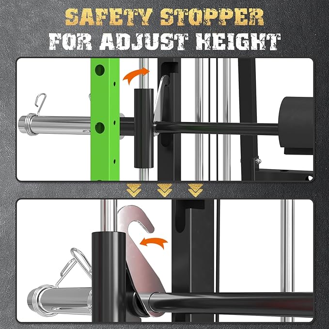 Smith Machine,2200 LBS Squat Rack for Home Gym with Dual Pulley System,Multifunctional Power Rack Cage for Strength Training with More Attachments-StrideForce Fitness