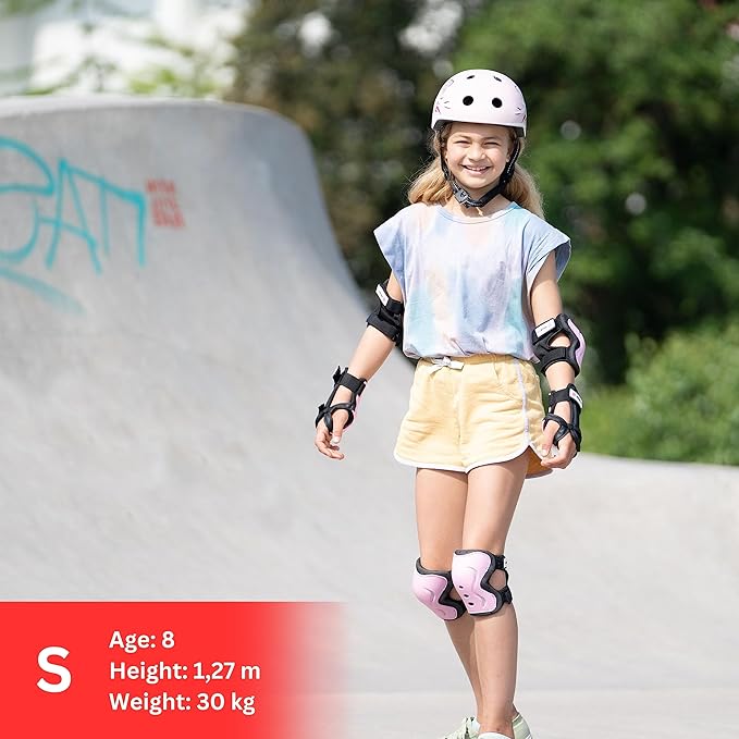 SKATEWIZ Skating Protective Gear Adults & Kids [6pc] incl. Knee Pads, Elbow Pads Wrist Guards for Roller Skating & Skateboarding-StrideForce Fitness
