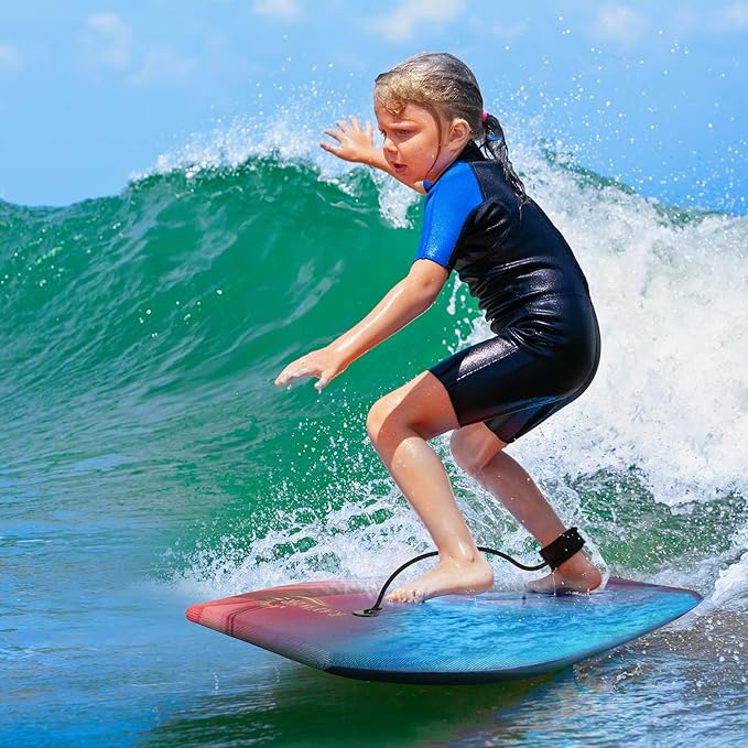 Body Board Lightweight with EPS Core, HDPE Slick Bottom, Leash & Adjustable Wrist Rope, Great Surfing for Kids and Adults-StrideForce Fitness