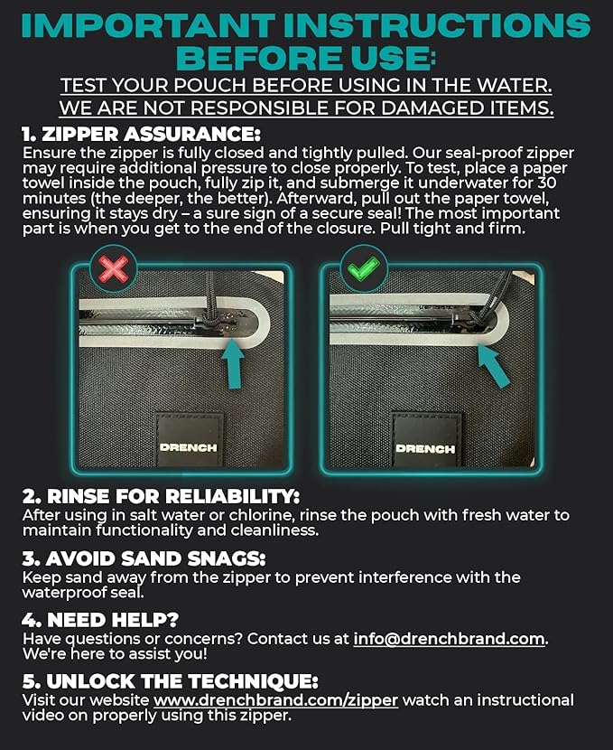 DRENCH Waterproof Waist Pouch with Floating Waterproof Phone Case | Submersible Dry Bag Fanny Pack | Phone Holder for Swimming, Boating, SUP, Snorkeling | IPX8 Floating Phone Pouch Included-StrideForce Fitness