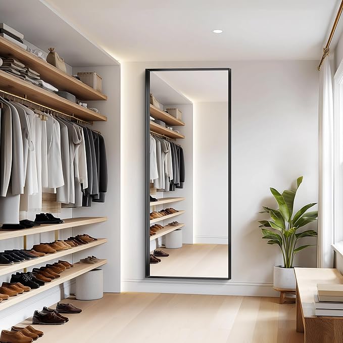 Black Bathroom Mirror, 72x30 Inch Rectangular Deep Frame Mirror, Large Wall Mounted Bathroom Vanity Mirror Over Sink for Bedroom,Restroom, Living Room, Hangs Vertically or Horizontally-StrideForce Fitness