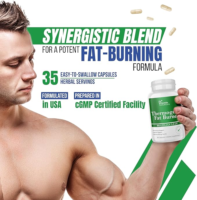 DR VITAMIN SOLUTIONS Thermogenic Fat Burner – Natural Appetite Control & Metabolic Booster with Green Tea & Bloat Defense (35 Capsules)-StrideForce Fitness