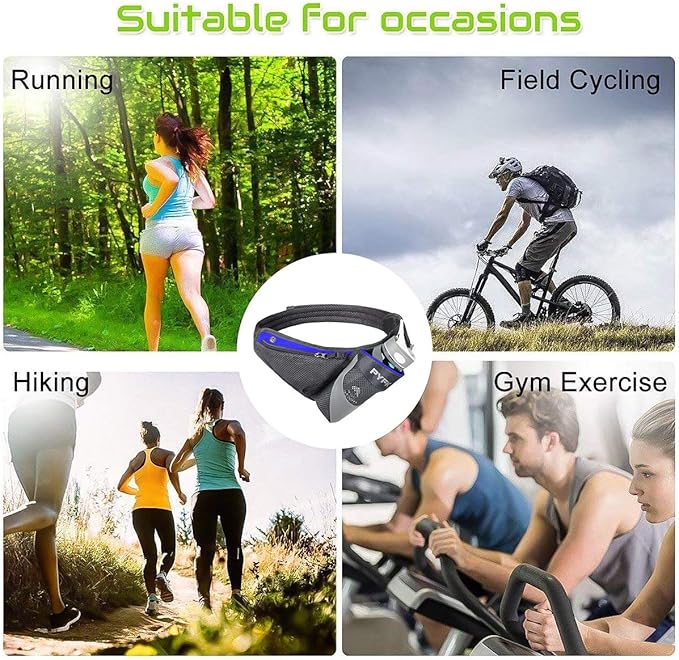 PYFK Running Belt Hydration Waist Pack with Water Bottle Holder for Men Women Waist Pouch Fanny Bag Reflective-StrideForce Fitness