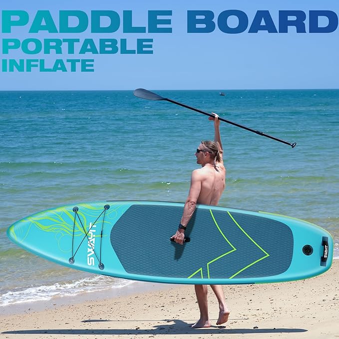 Inflatable Stand Up Paddle Board – Durable SUP for Adults & Youth,33" Wide Blow Up Paddle Board with Paddle, Pump, Backpack,Leash – All Around Stable for All Skill Levels, Carries up to 450 lbs-StrideForce Fitness