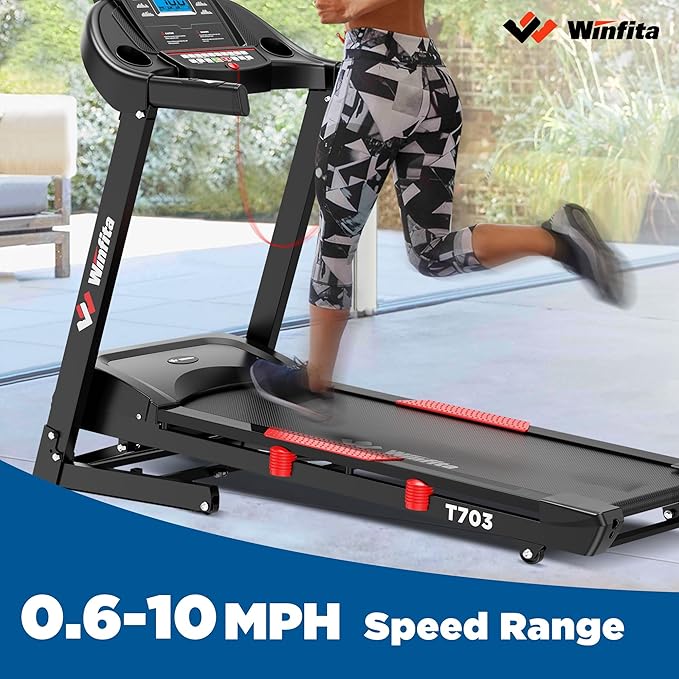 Treadmills for Home, Folding Treadmill with Auto Incline, 300 LBS Capacity, 8MPH or 10MPH Max Speed, Double Deck Shock-Absorbing Running Machine with Bluetooth, App, 64 Programs, Pulse Monitor-StrideForce Fitness