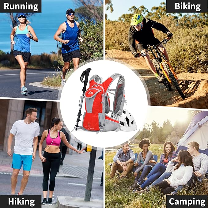 Hydration Pack Backpack, Lightweight Water Backpack with 2L Leakproof Hydration Bladder Daypack for Men Women,Running Hydration Vest for Outdoor Trail-StrideForce Fitness