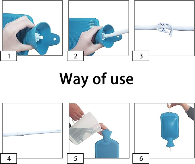 Abyclean Rubber Enema Bag Kit Anal Douche Vaginal Douche Enema Cleaner for Women’s or Man’s Health (Blue-2L)-StrideForce Fitness