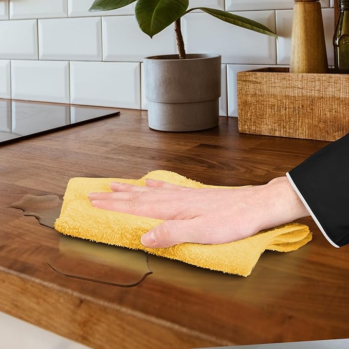 Avalon Towels Terry Bar Mop Towels (Value Pack of 60) Size 14"x17" – Absorbent and Durable, Multipurpose Cleaning Rags, Cotton Cleaning Cloths, Terry Cloth Rags, Reusable Shop Rag (Yellow)-StrideForce Fitness