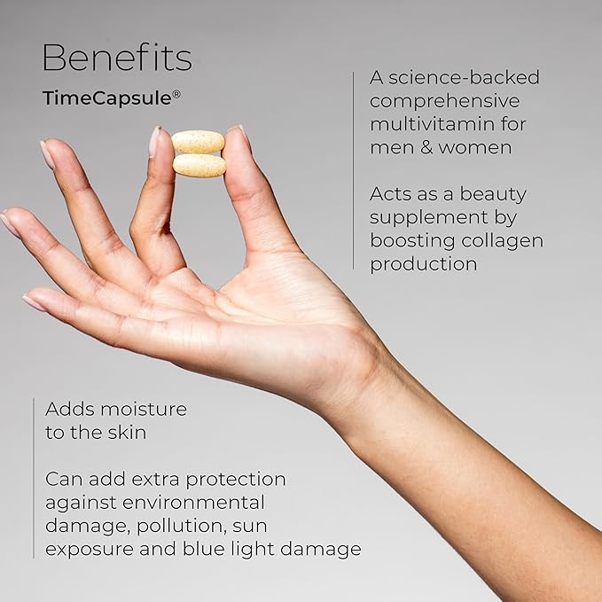 Hush & Hush TimeCapsule Multivitamin, Women's Multivitamin, Men's Multivitamin, Clean Nutraceuticals Supplements That Contains Hyaluronic Acid, Vitamin C, Zinc, Vitamin B12, Vitamin E - 60 Tablets-StrideForce Fitness