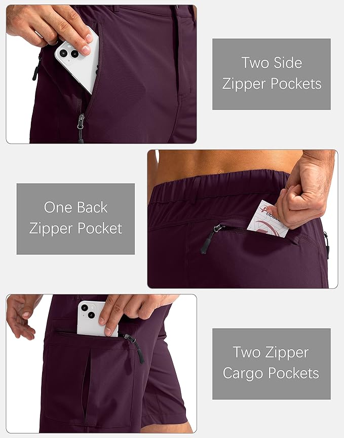 Pudolla Men's Hiking Cargo Shorts 9" Lightweight Outdoor Work Shorts for Men Travel Golf Camping Casual with 5 Zipper Pockets-StrideForce Fitness