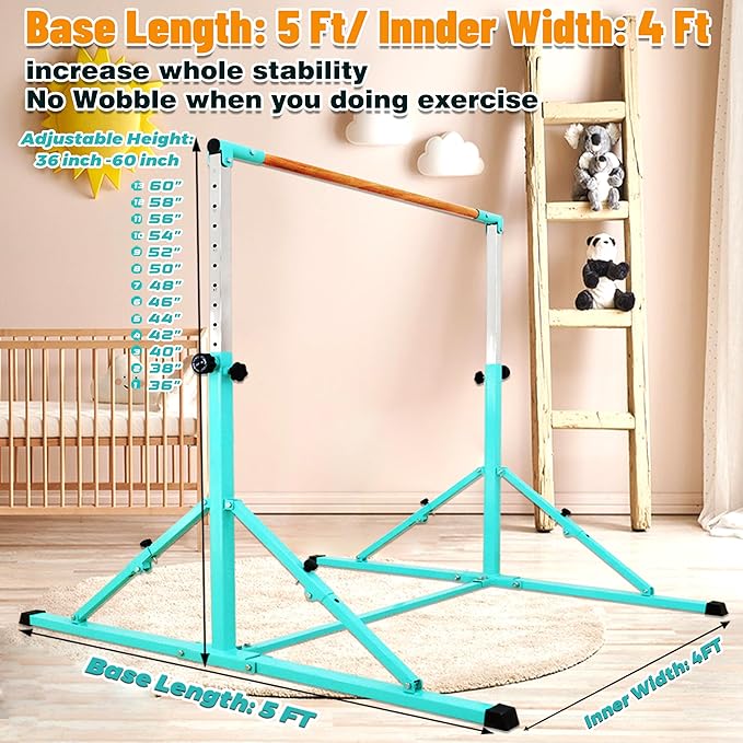 4FT/5FT Gymnastic Bar Set Gymnastics Horizontal Bar Gymnastics Kip Bar for Kids Home Use-StrideForce Fitness