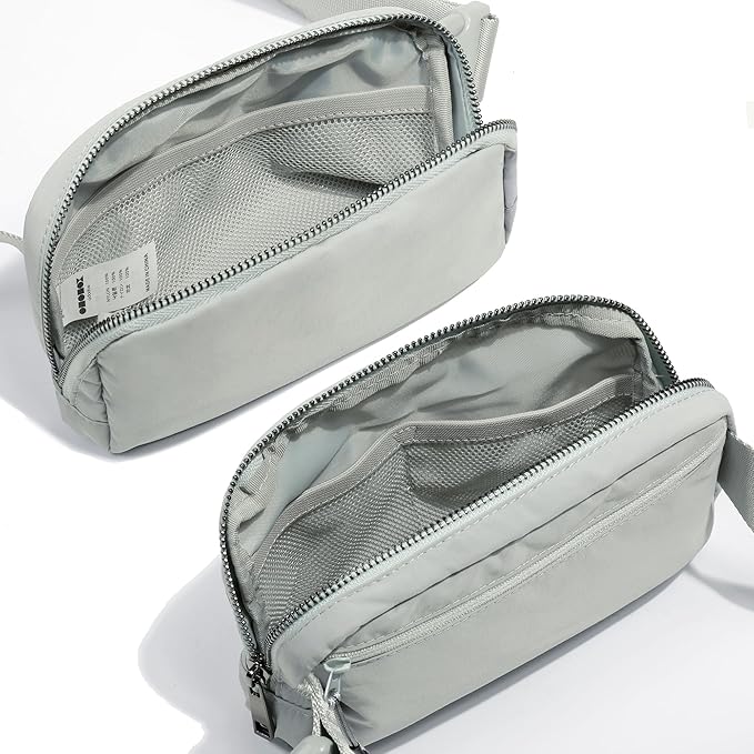 ODODOS Unisex Mini Belt Bag with Adjustable Strap Small Fanny Pack for Workout Running Traveling Hiking, Light Grey-StrideForce Fitness