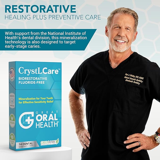 CrystLCare Tooth Sensitivity Treatment for Lasting Relief for Adults & Kids – Sensitive Teeth Dental Strips for Nano Hydroxyapatite Enamel Remineralization & Sensitive Tooth Enamel Repair (14 Count)