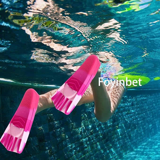 Kids Swim Fins,Short Kids Fins Youth Swimming Flippers for Lap Swimming Training for Children Girls Boys Beginners-StrideForce Fitness